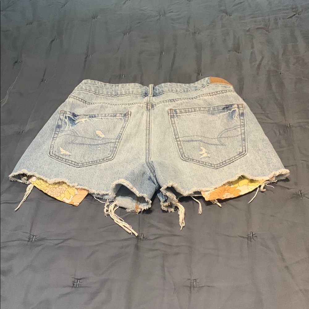 American Eagle Outfitters Blue Distressed Jean Shorts